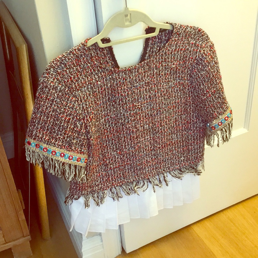 Embroidered twofer sweater